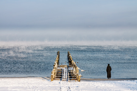 Winter on the Beach in Zingst (Germany).の写真素材