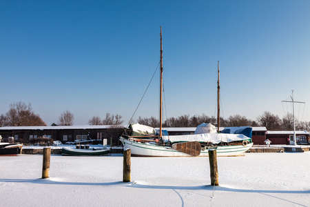 Port in Wustrow (Germany) in winter.の写真素材