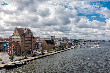 View to the city port of Rostock (Germany).のeditorial素材