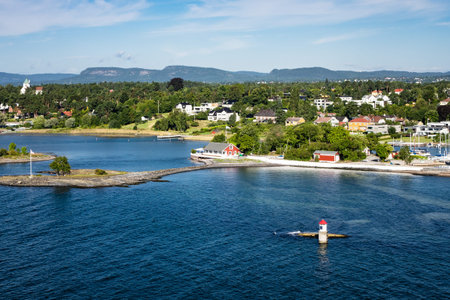 Lighthouse in the Oslofjord in Norway.の写真素材