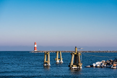 The mole in Warnemuende (Germany) in Winter.