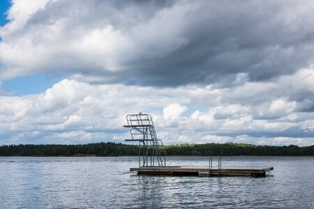 Diving platform on the Baltic Sea coast in Sweden.の写真素材