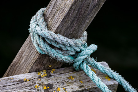 Rope on a wooden pier.の写真素材