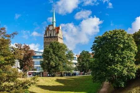 View to a historical building in Rostock, Germany.の写真素材