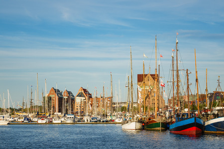 City port and sailing ships in Rostock, Germany.のeditorial素材