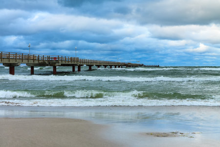Pier on the Baltic Sea coast in Prerow, Germany.