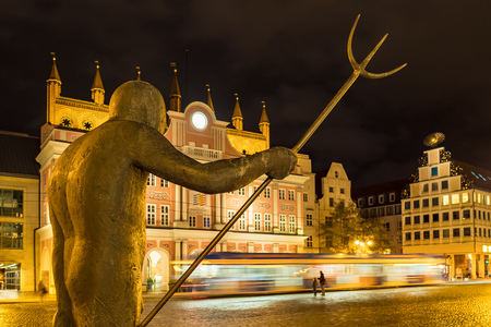 View to the city hall in Rostock, Germany.の写真素材