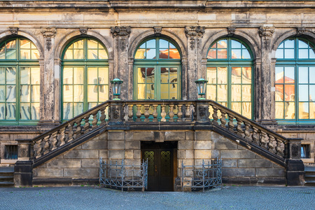 Historical building with steps in Dresden, Germany.の写真素材