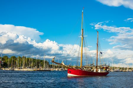 Windjammer on the Hanse Sail in Rostock, Germany.のeditorial素材
