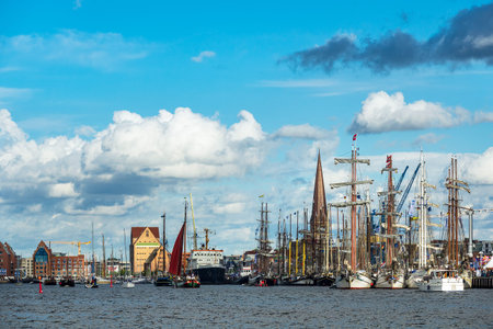 Windjammer on the Hanse Sail in Rostock, Germany.