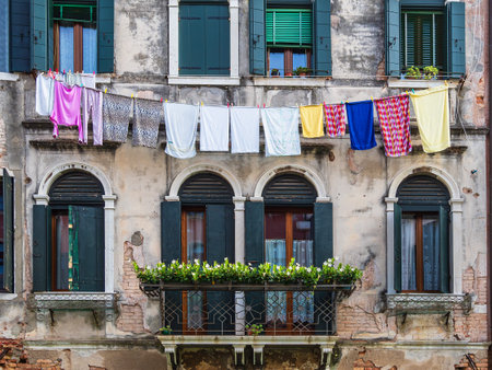View to historical buildings in Venice, Italy.の写真素材