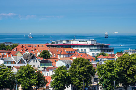 View to the Baltic Sea coast in Warnemuende, Germany.の写真素材