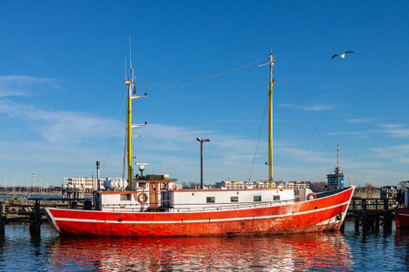 Fishing cutter in the port of Warnemuende, Germany.