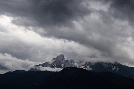 Landscape with the mountain Watzmann in the Berchtesgaden Alps, Germany.の写真素材