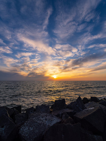 Baltic Sea with sunset on the island Hiddensee, Germany.