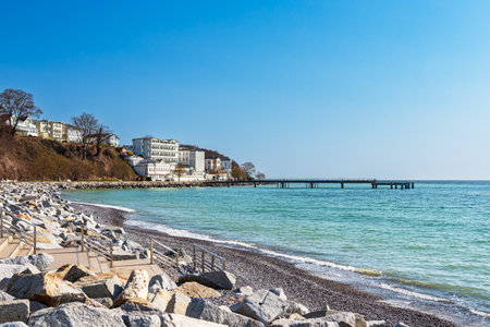 View of the pier in the town of Sassnitz on the island of RÃ¼gen, Germany.の写真素材
