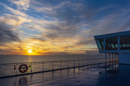 Sunset with clouds off the Shetland Islands.の写真素材