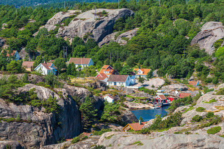 Houses on the archipelago island of Kapelloya in Norway.