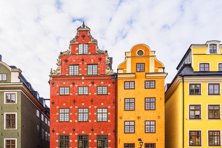 Historic buildings in Stockholm's Old Town, Sweden.の写真素材