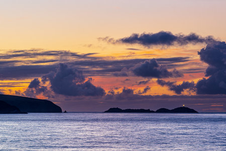 Sunset with clouds off the Shetland Islands.の写真素材