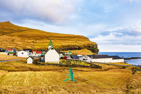 Village Gjogv on the Faroe Island of Eysturoy.の写真素材