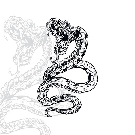 snake furious vector illustration, editable and detailedのイラスト素材