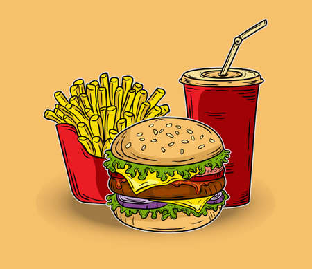 Fast food vector illustration detailed and easy to editのイラスト素材