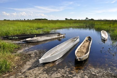 Mokoros in Okavango deltaの写真素材