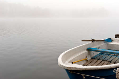 Boat in fogの写真素材