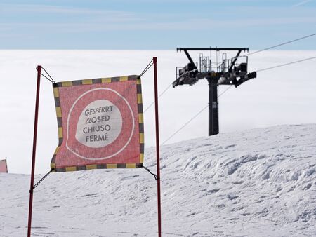 locked ski slope in the Bavarian Mountainsの写真素材