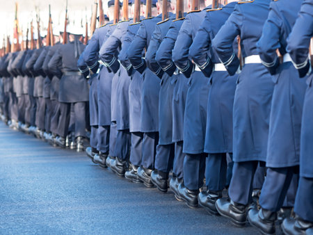 German soldiers of the guard regiment marchingのeditorial素材