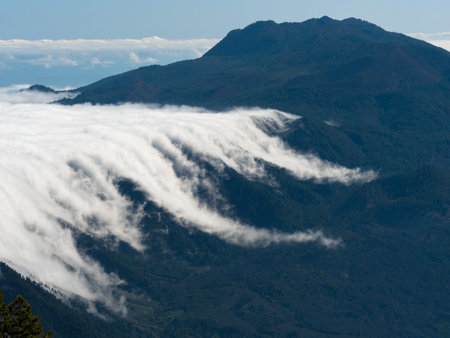 Cloud waterfall on La Palma Canary Islandsの写真素材
