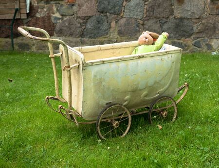 pram with dollの写真素材