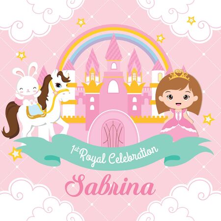 princess and bunny at the castleのイラスト素材
