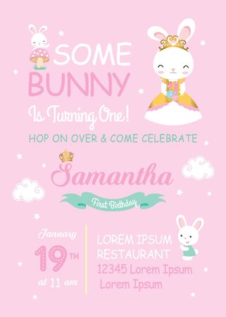 royal birthday invitation with Bunny Princessのイラスト素材