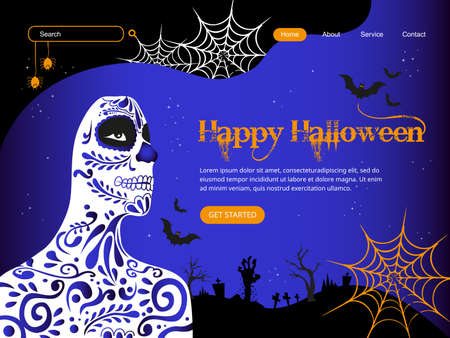 Happy halloween landing page templateのイラスト素材