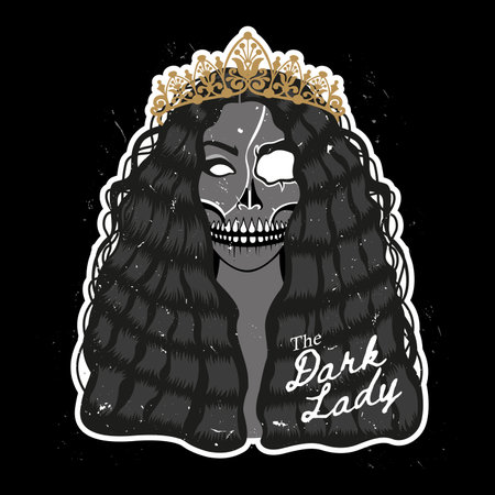 Vector Illustration of dead woman with crown. The Dark Lady illustrationのイラスト素材