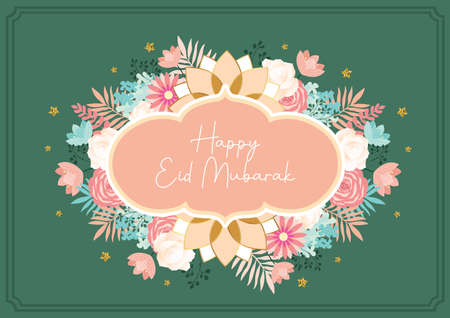 Eid Mubarak greeting Card Illustration, ramadan kareem vector Wishing for Islamic festival for banner, poster, background, flyer,illustration, brochure and sale backgroundのイラスト素材