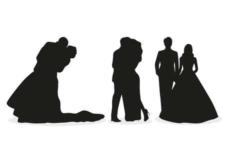 wedding silhouettes. great icon for wedding eventのイラスト素材