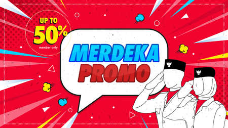 Merdeka sale banner promotion with red backgroundのイラスト素材