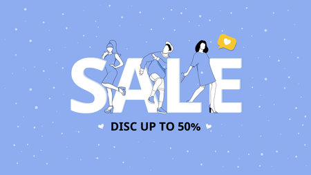 Sale banner design with flat people illustrationのイラスト素材