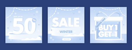 Social media post template design with winter themeのイラスト素材
