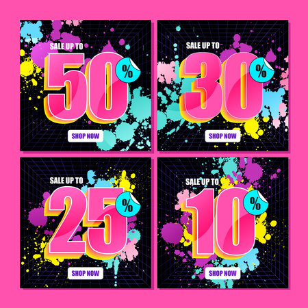 Collection of discount numbers for sale poster with spray paint effectのイラスト素材