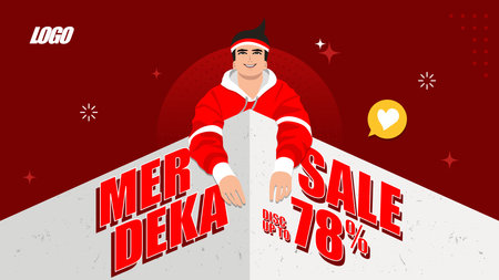 Merdeka sale social media banner template with red backgroundのイラスト素材