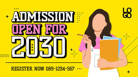 school admission web banner with flat woman illustrationのイラスト素材
