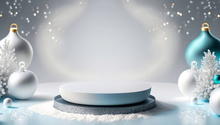 White Christmas background for product display 3d renderingの素材