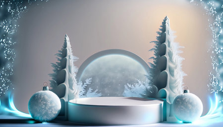 White Christmas background for product display 3d renderingの素材