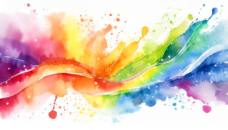 Watercolor abstract background with colorful splashes. Hand drawn vector illustration.の素材