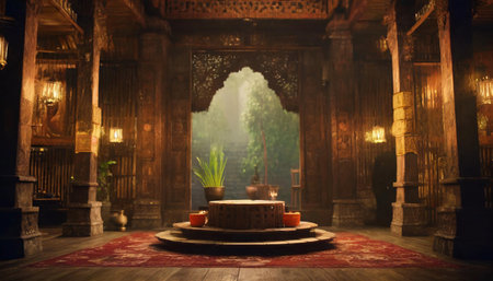 3D rendering of an ancient temple in the jungle. The temple was built in the 15th century.の素材