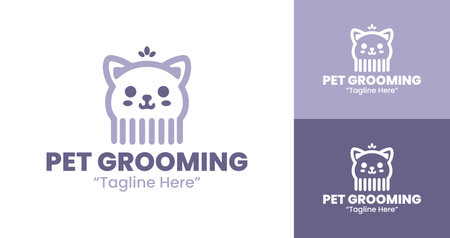 Charming Pet Grooming Logos for Pet Services Brandingのイラスト素材